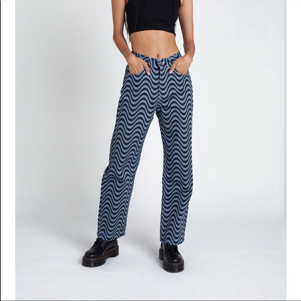The ragged priest wave print blue dad jean
